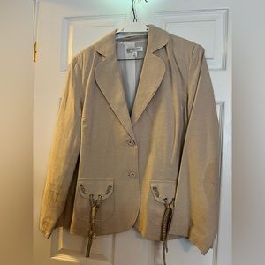 Cold water Creek linen blazer jacket with topstitch detail